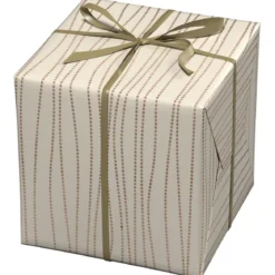Julepapir 10 meter rull, 57 cm bred – beige papir med vandrende prikkmønster