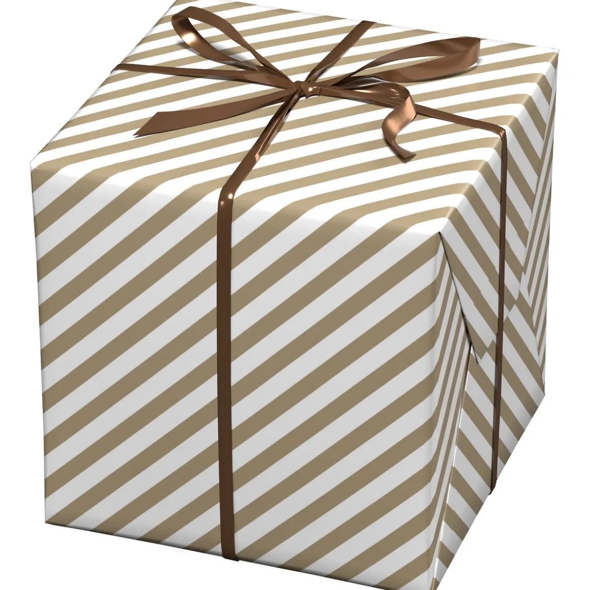 Julepapir 10 meter rull, 57 cm bred – hvitt papir med gullstripet motiv (ikke metallic)