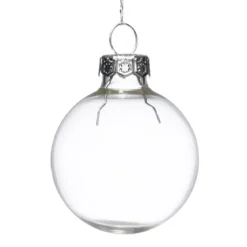 Juletrekuler av glass, små transparente julekuler, 16 stk. med diameter 3,5 cm