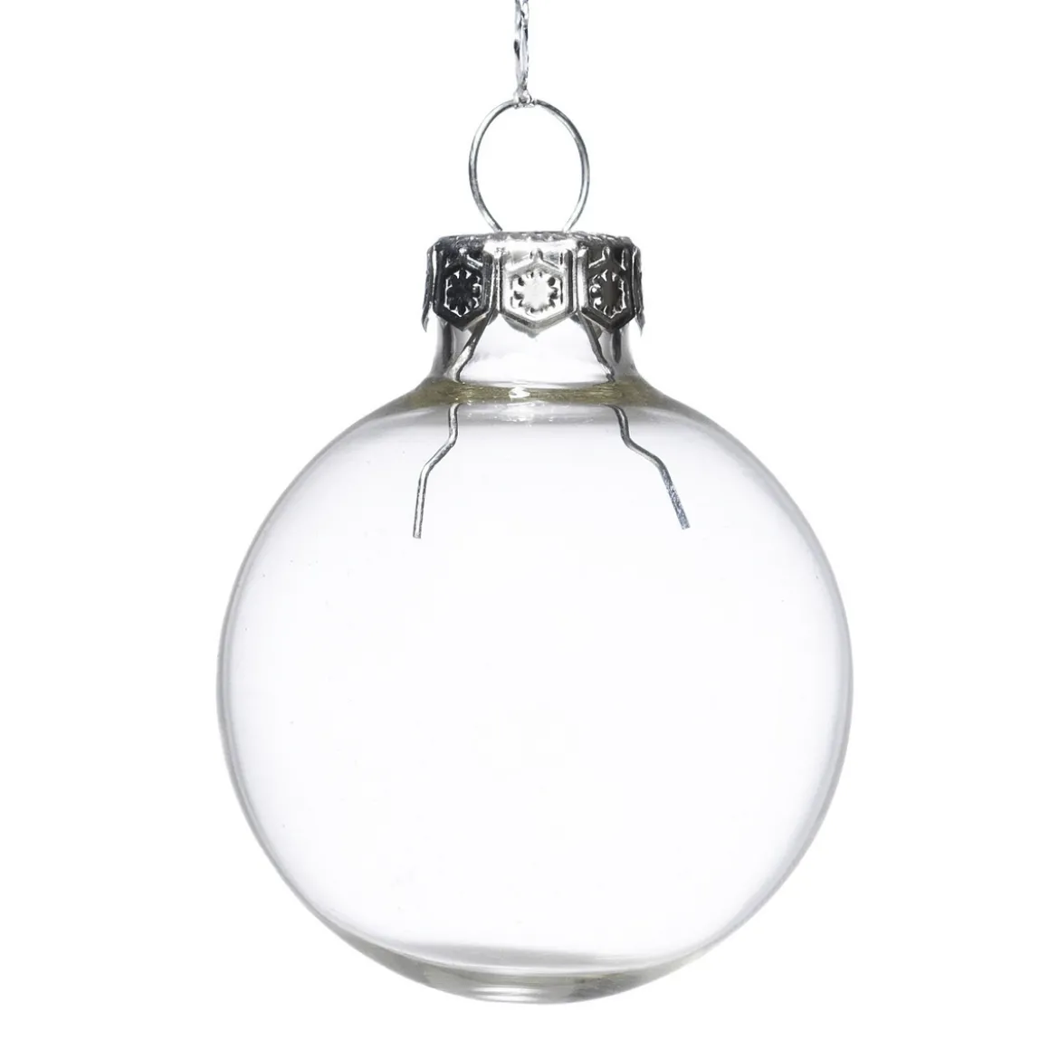 Juletrekuler av glass, små transparente julekuler, 16 stk. med diameter 3,5 cm