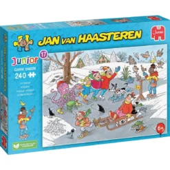 JvH Junior Puslespill Ice Skating – 240-biters barnepuslespill av Jan van Haasteren, 33,5×48,5 cm