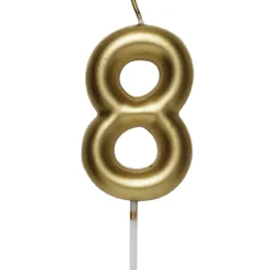 Kakelys / gullfarget tallys, 6 cm høyt – tallet 8