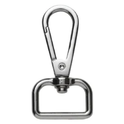 Karabinkrok av metall, sølvfarget, 2,2×4,8 cm