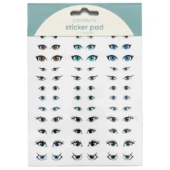 Klistremerkeblokk 16 ark Eyes – en mengde vakre øyne, morsomme øyne og øyevipper. 4×4 designer