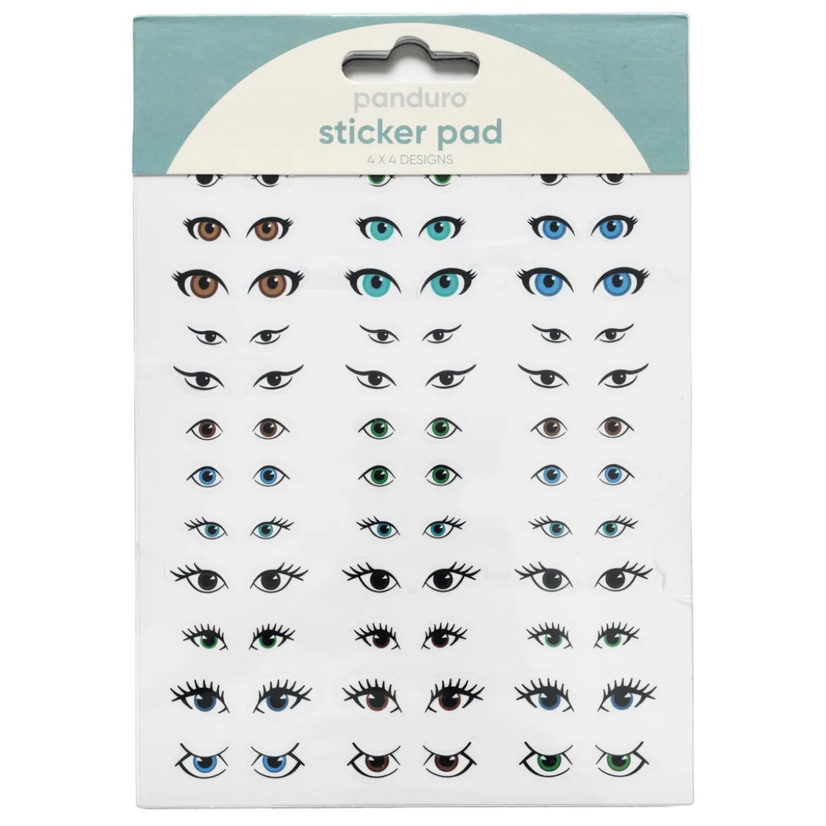 Klistremerkeblokk 16 ark Eyes – en mengde vakre øyne, morsomme øyne og øyevipper. 4×4 designer