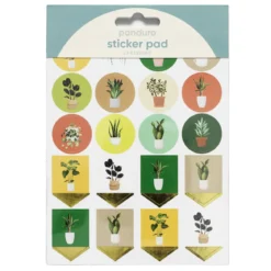 Klistremerkeblokk 16 ark Plant Person – en mengde motiver med potteplanter og nyttige etiketter. 2×8 designer