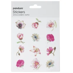 Klistremerker, blomster, 3 ark med til sammen 36 klistremerker