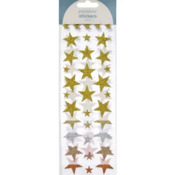 Klistremerker med 160 glitrende stjerner i 5 ulike farger – B 10–27 mm