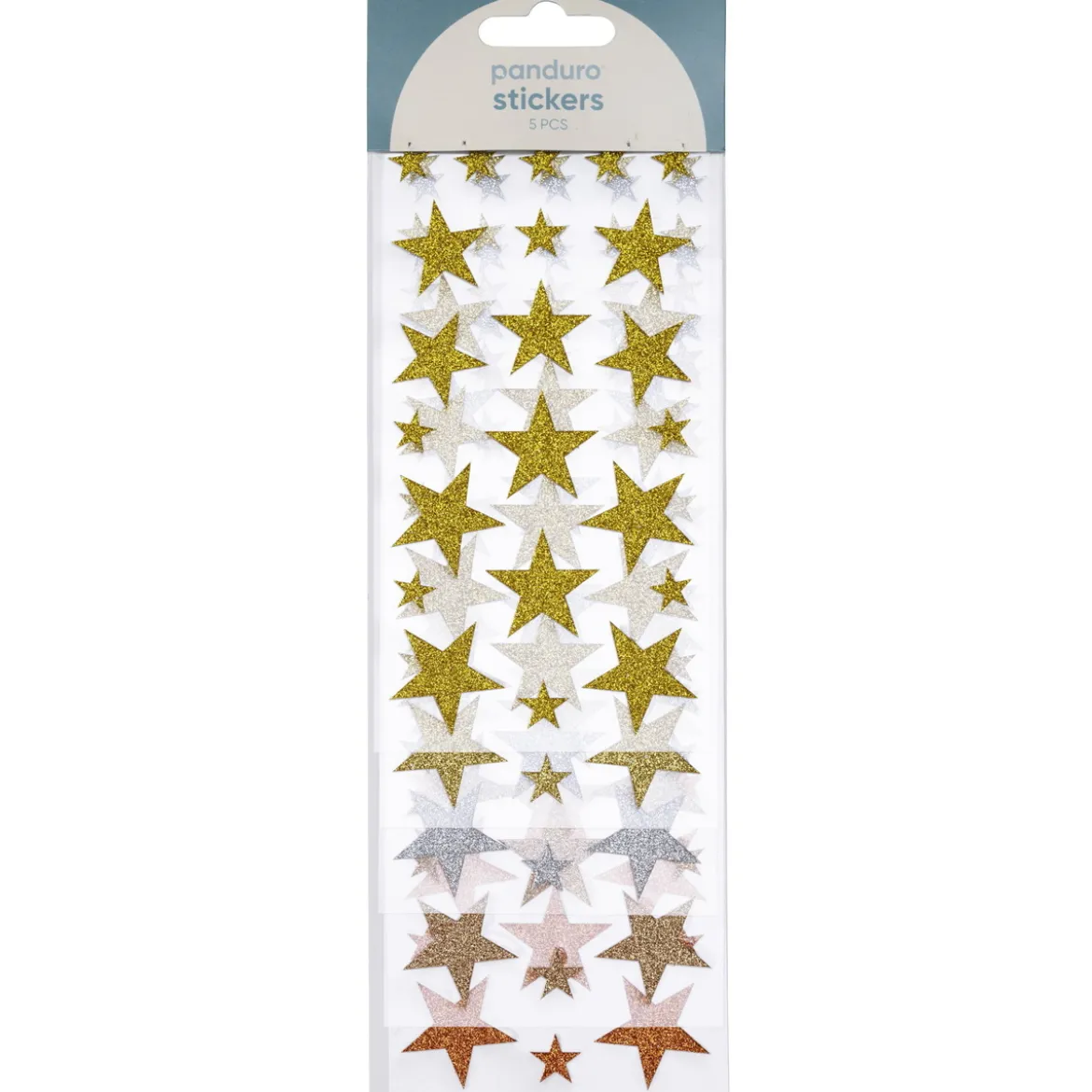 Klistremerker med 160 glitrende stjerner i 5 ulike farger – B 10–27 mm