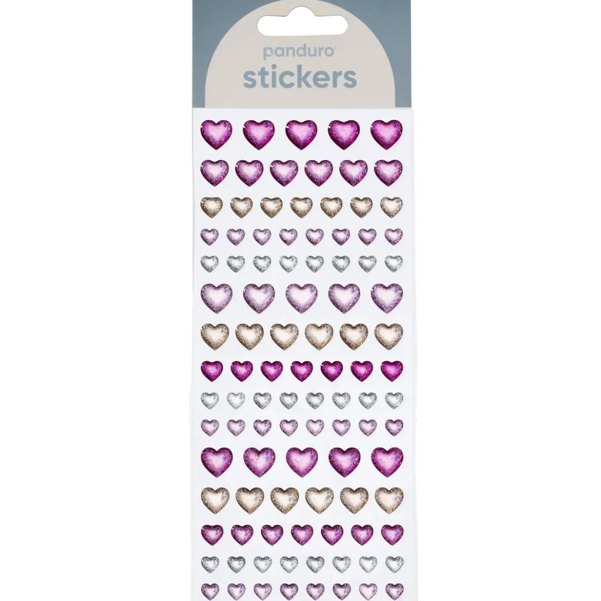 Klistremerker puffy stickers 102 store og små iriserende hjerter som gnistrer