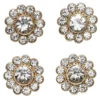Knapper med gnistrende strass omgitt av gullfarget metall, 4 stk. Ø15 mm