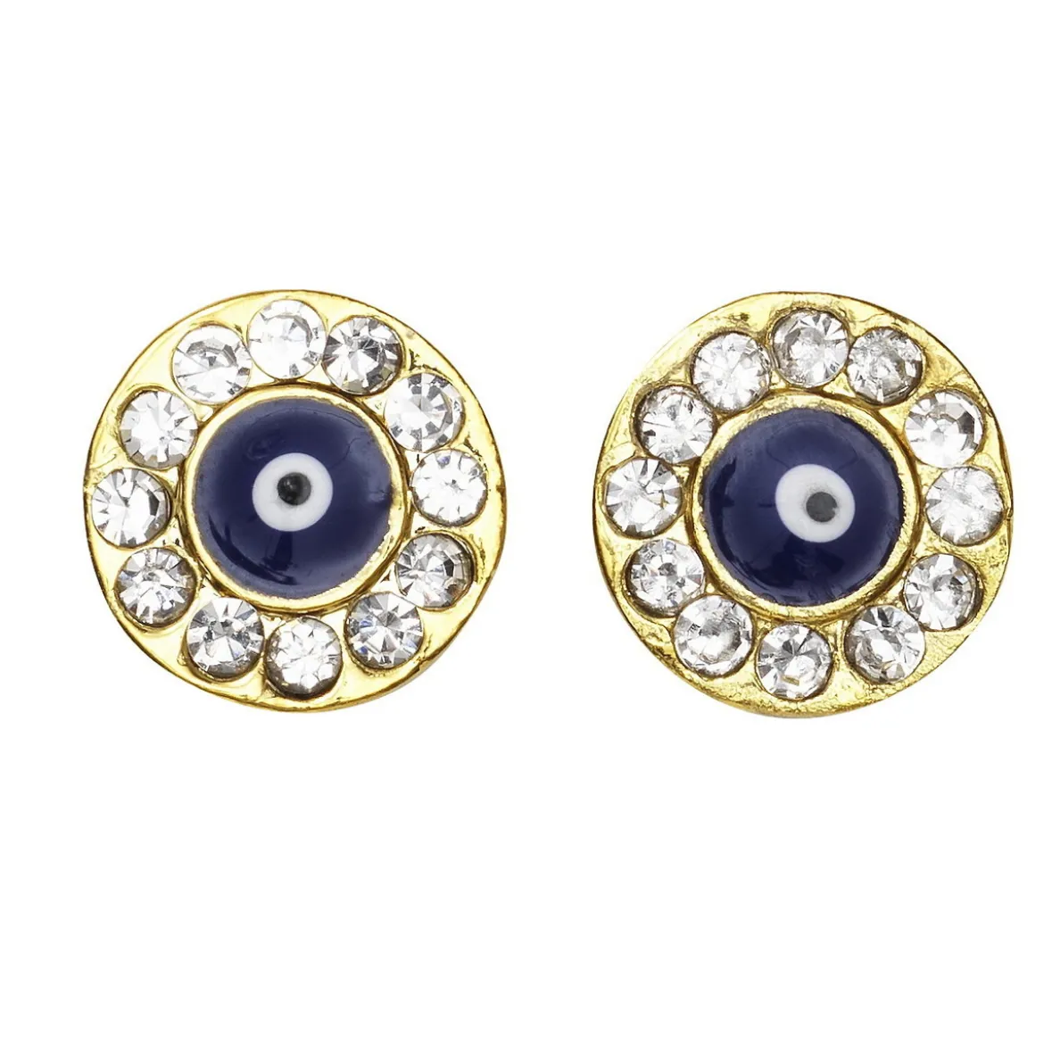 Knapper med øye og gnistrende strass gullfargede 2 stk. Ø12 mm