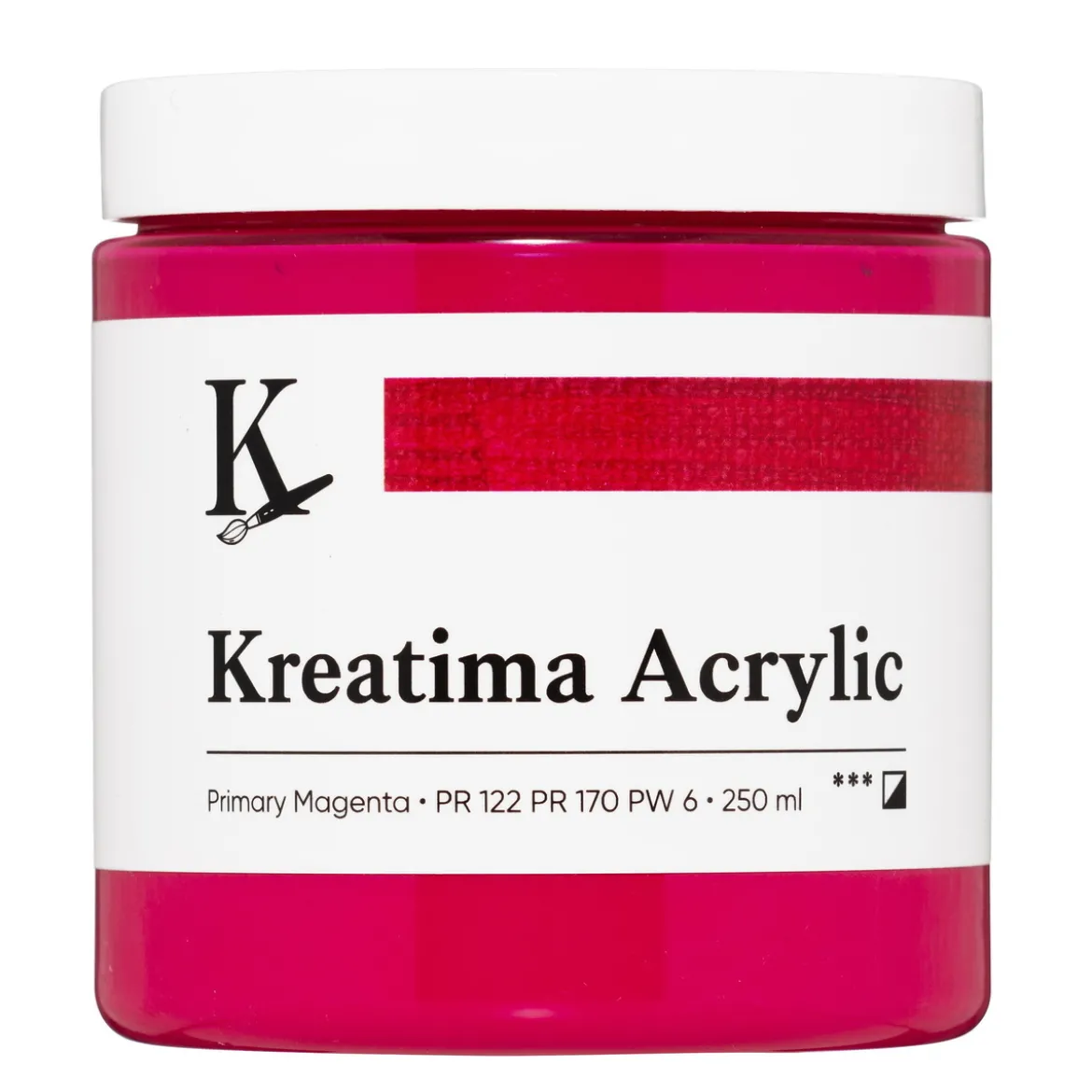 Kreatima Acrylic akrylmaling 250 ml – Primary Magenta PR 122 PR 170 PW 6