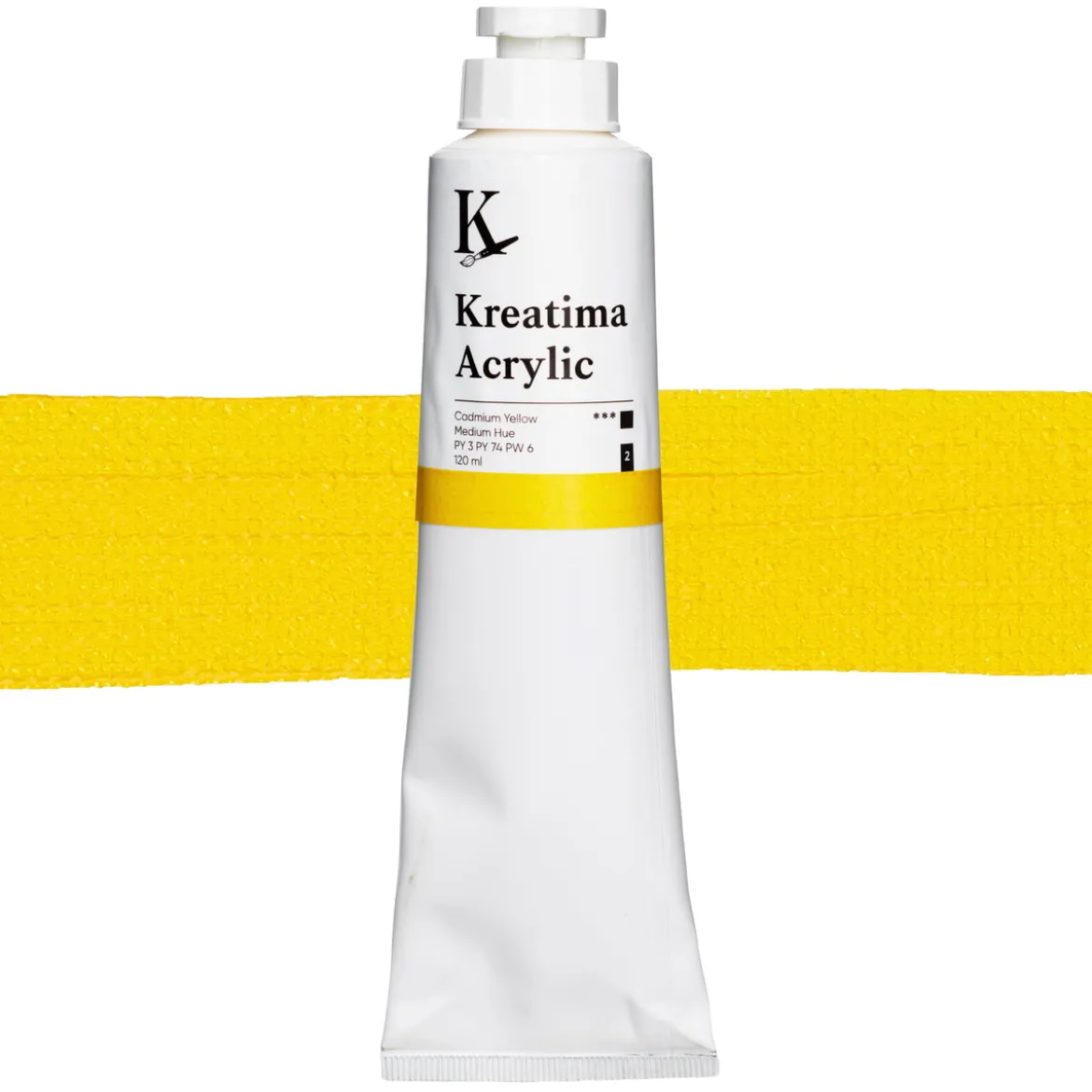 Kreatima Acrylic akrylmaling 120 ml – Cadmium Yellow Medium Hue PY 3 PY 74 PW 6