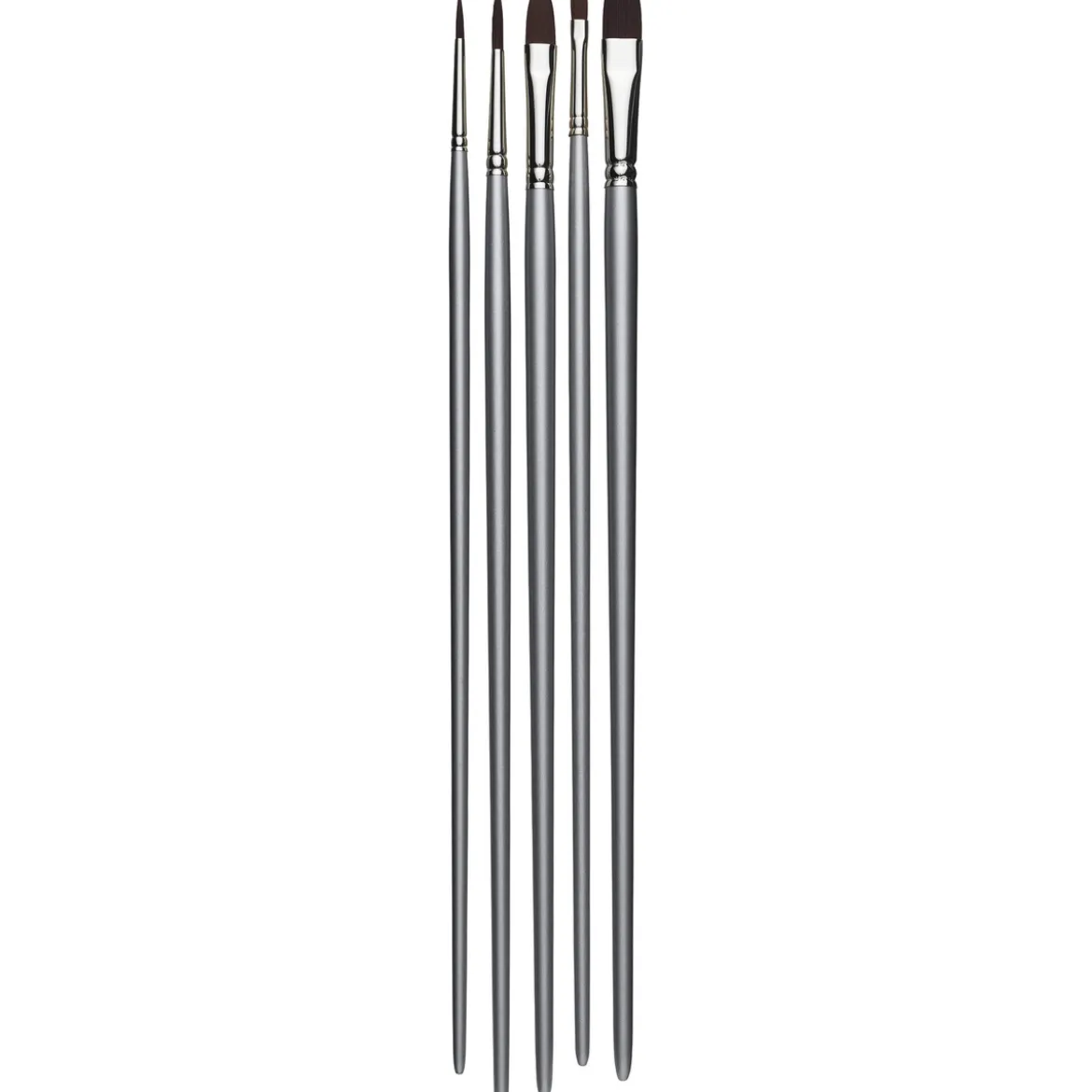 Kreatima Acrylic Set med 5 pensler for akrylmaling – Flat 4, 12, Round 6, 12, Oval 10