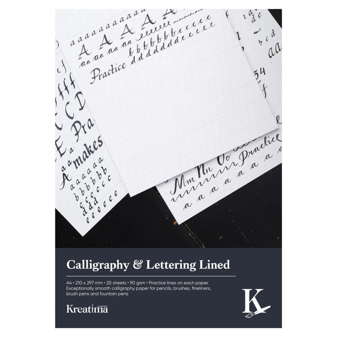 Kreatima Calligraphy & Lettering kalligrafiblokk, A4 (210×297 mm), 20 ark, 100 g/m²