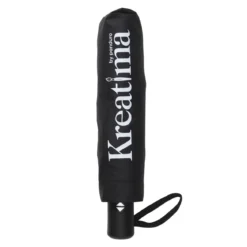 Kreatima-paraply, svart. Lengde 28 cm / Ø5 cm – lengde 55 cm / Ø95 cm når den er slått opp