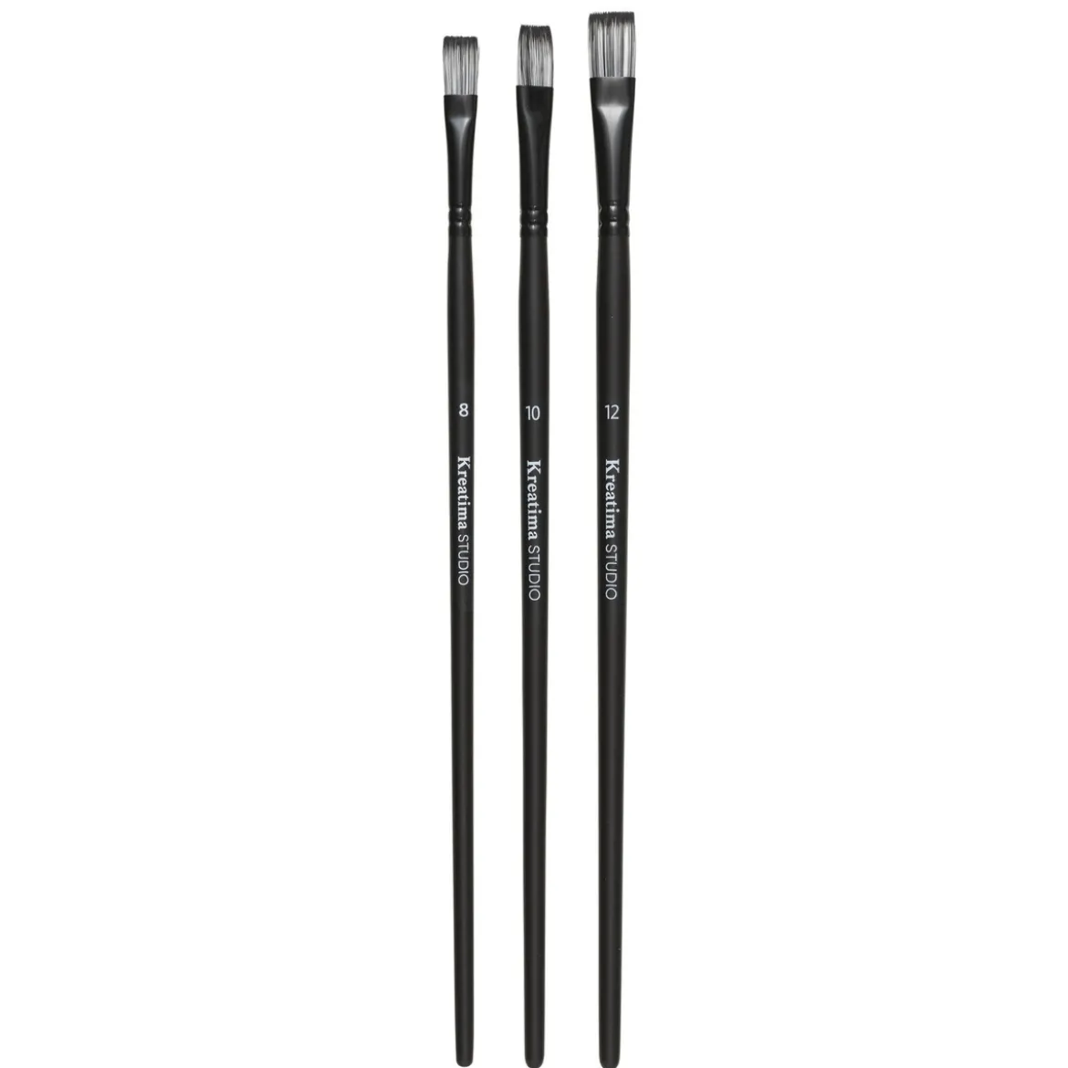 Kreatima pensel Studio Flat 3-pakning, nr. 8, 10, 12 – syntetiske pensler, flat bust