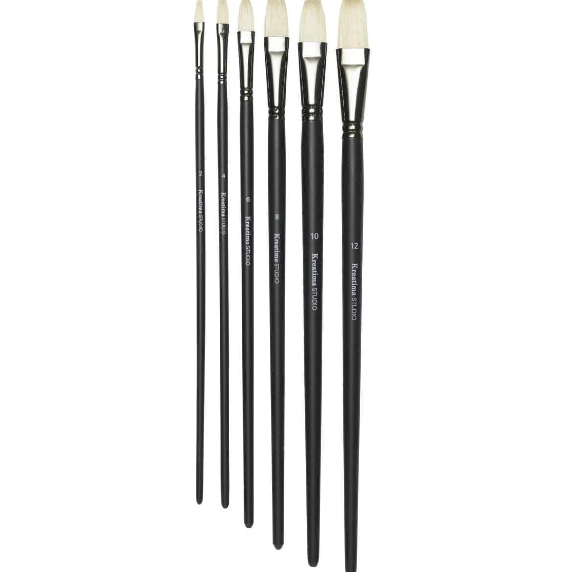 Kreatima pensel Studio Flat 6-pack, #2, 4, 6, 8, 10, 12 – svinebustpensler med flat bust