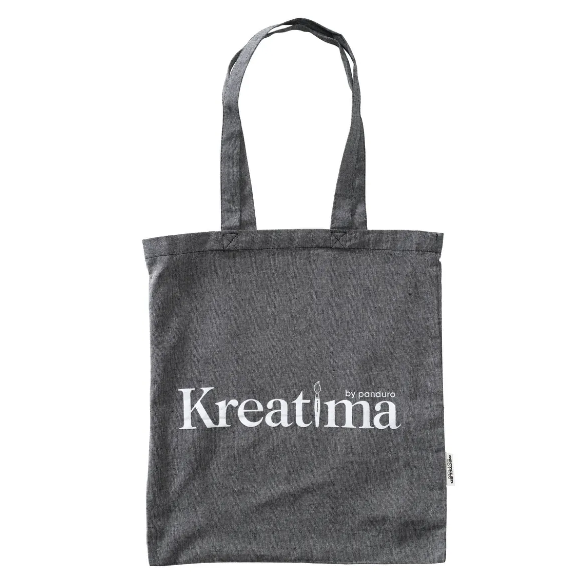 Kreatima tøypose i gråsvart melert tekstil, 37×41 cm – 100 % resirkulert materiale