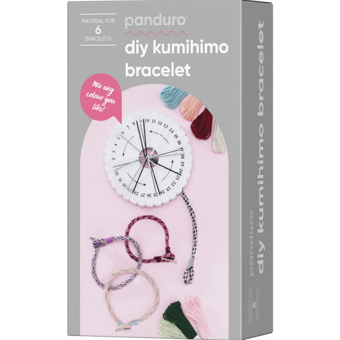Kumihimo-kit med alt du trenger for å lage flotte armbånd med kumihimo-teknikk
