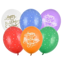 Lateksballonger 6-pakning Ø30 cm – Happy birthday to you i flere ulike farger