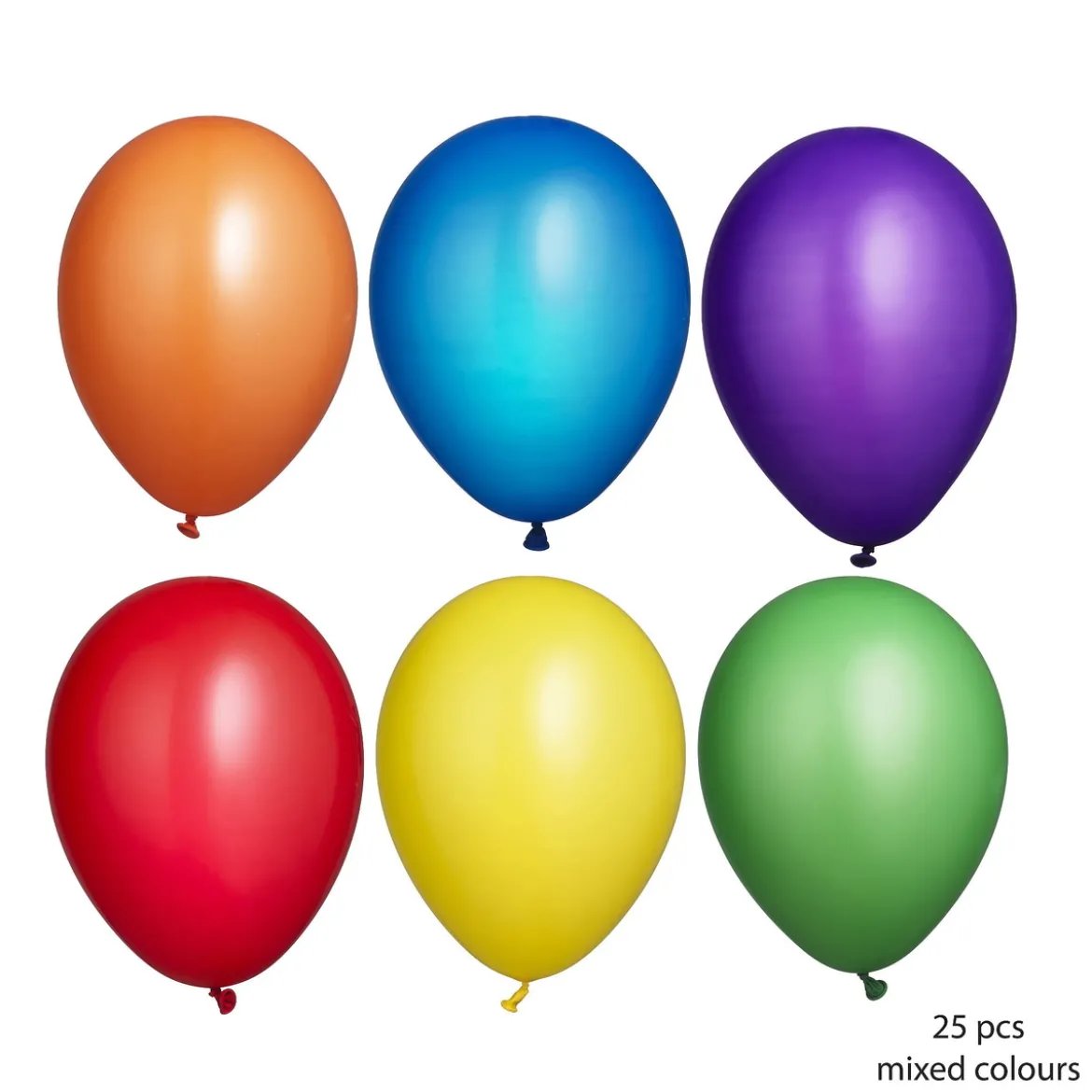 Lateksballonger 25-pakning Ø26 cm i en regnbuemiks med glade farger