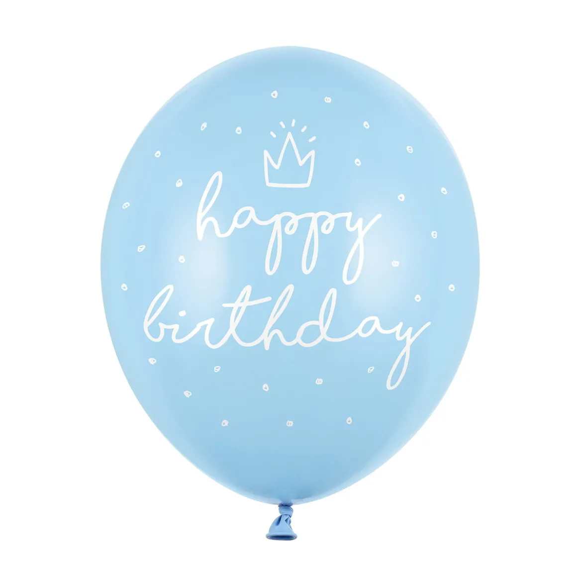 Lateksballonger 6-pakning Ø30 cm – lyseblå med teksten Happy birthday