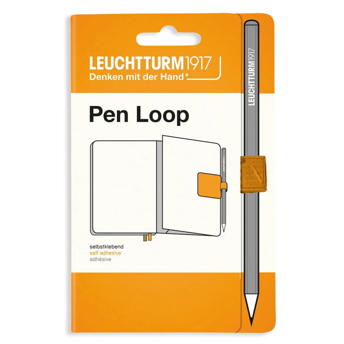 Leuchtturm1917 Pen Loop – gul selvklebende penneholder til notatbøker