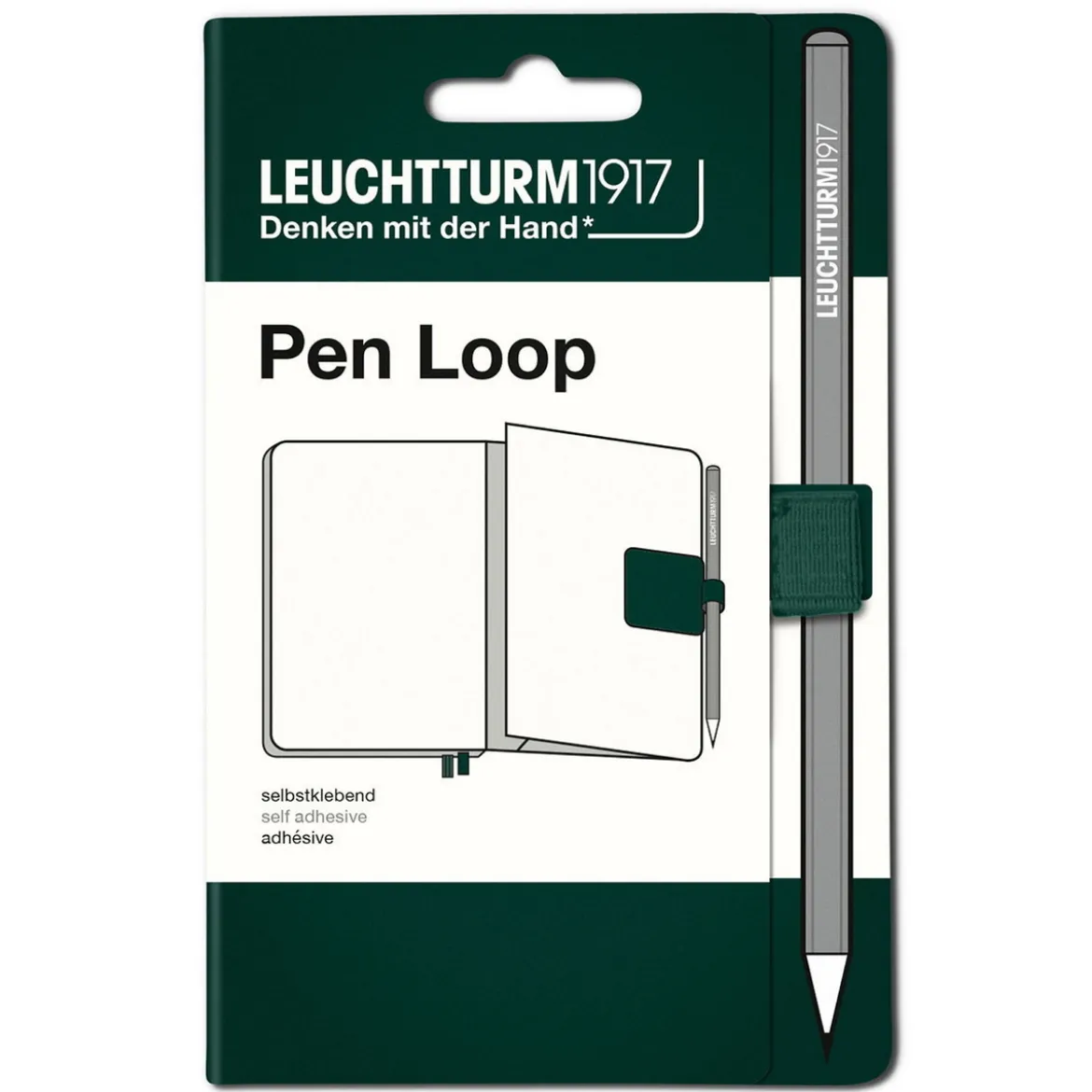 Leuchtturm1917 Pen Loop – skogsgrønn selvklebende penneholder til notatbøker