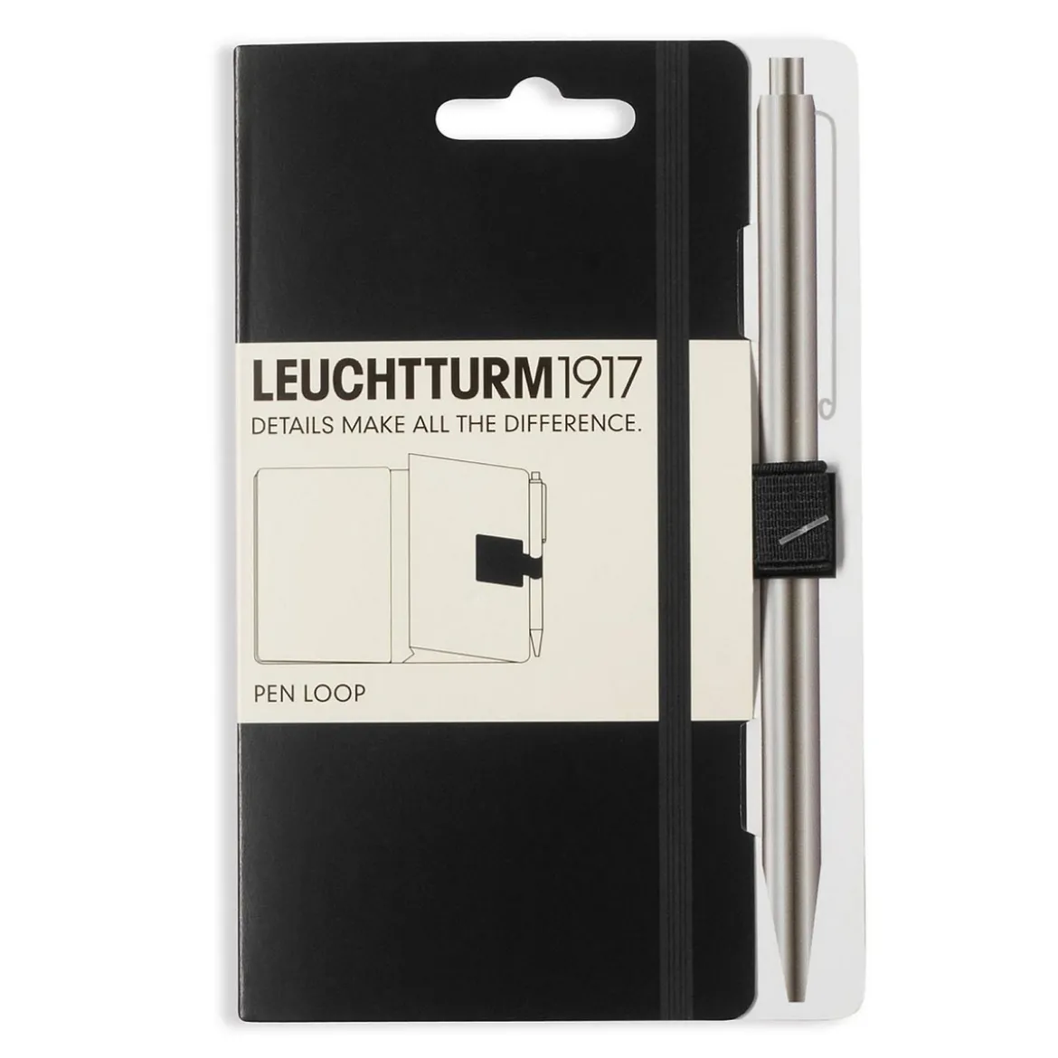 Leuchtturm1917 Pen Loop – svart selvklebende penneholder til notatbøker