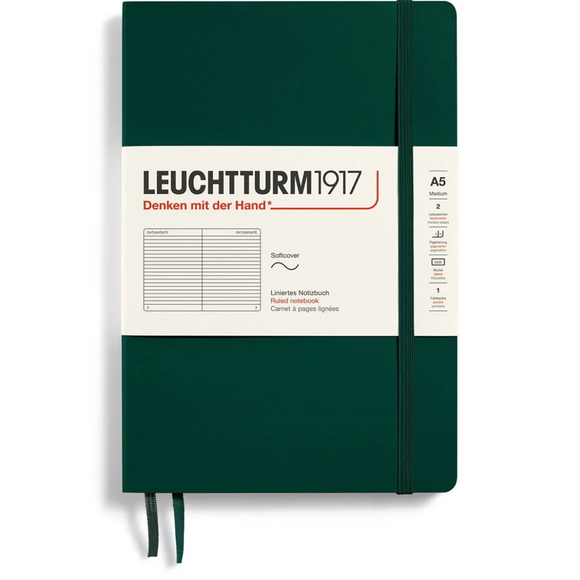 Leuchtturm1917 Ruled Notebook A5 Forest Green – Softcover