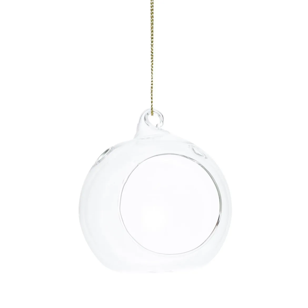 Lysgrotter, åpne juletrekuler av glass, 4 stk. Diameter 8 cm med 5 cm åpning