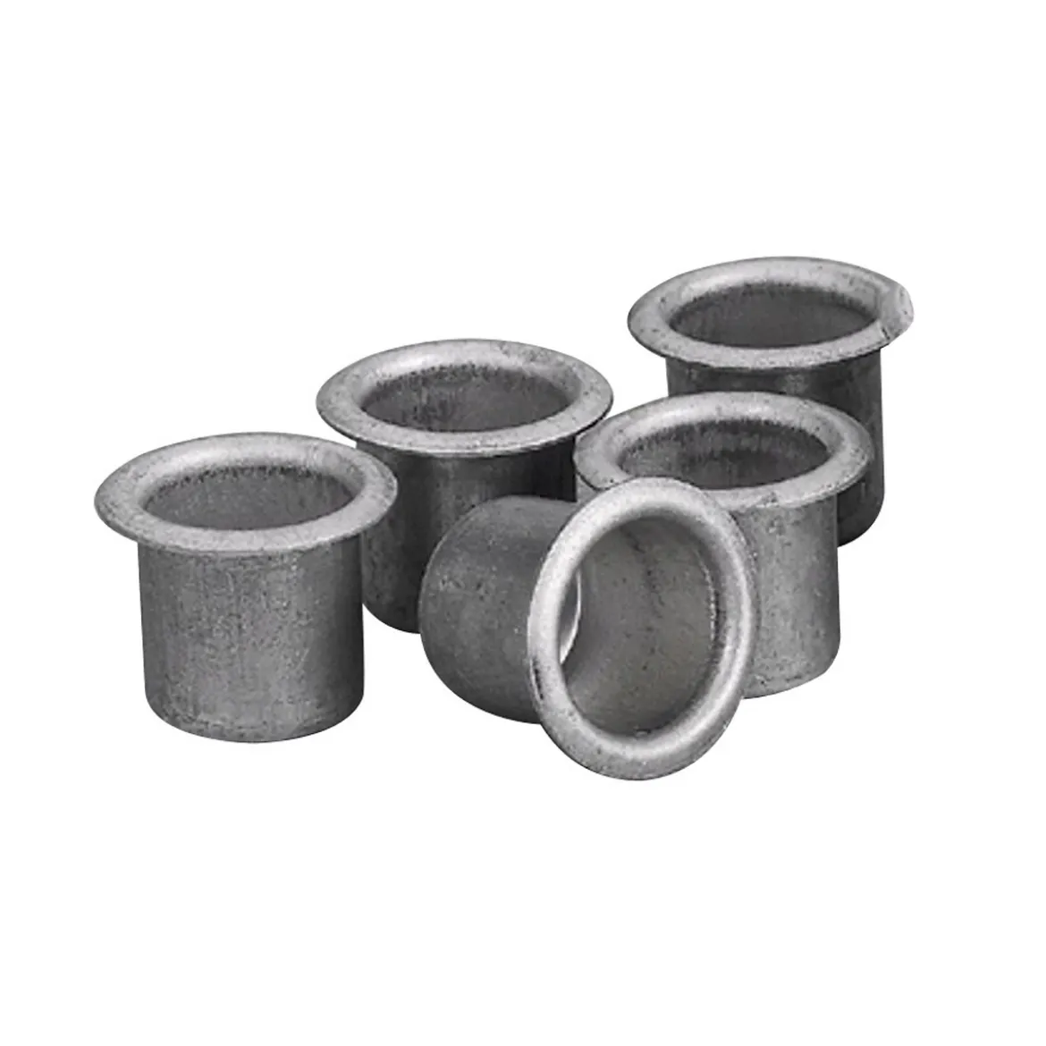 Lyshylser, tinnfargede. Ø13 mm, H 10 mm (juletrelys), fremstilt i aluminium