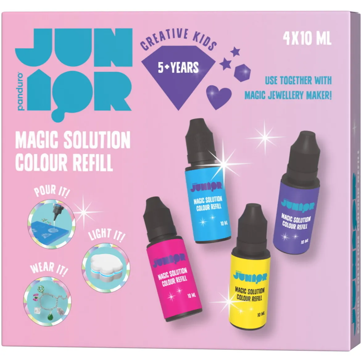 Magic jewellery maker refill gel 4×10 ml magisk gel – rosa, lilla, gul, blå