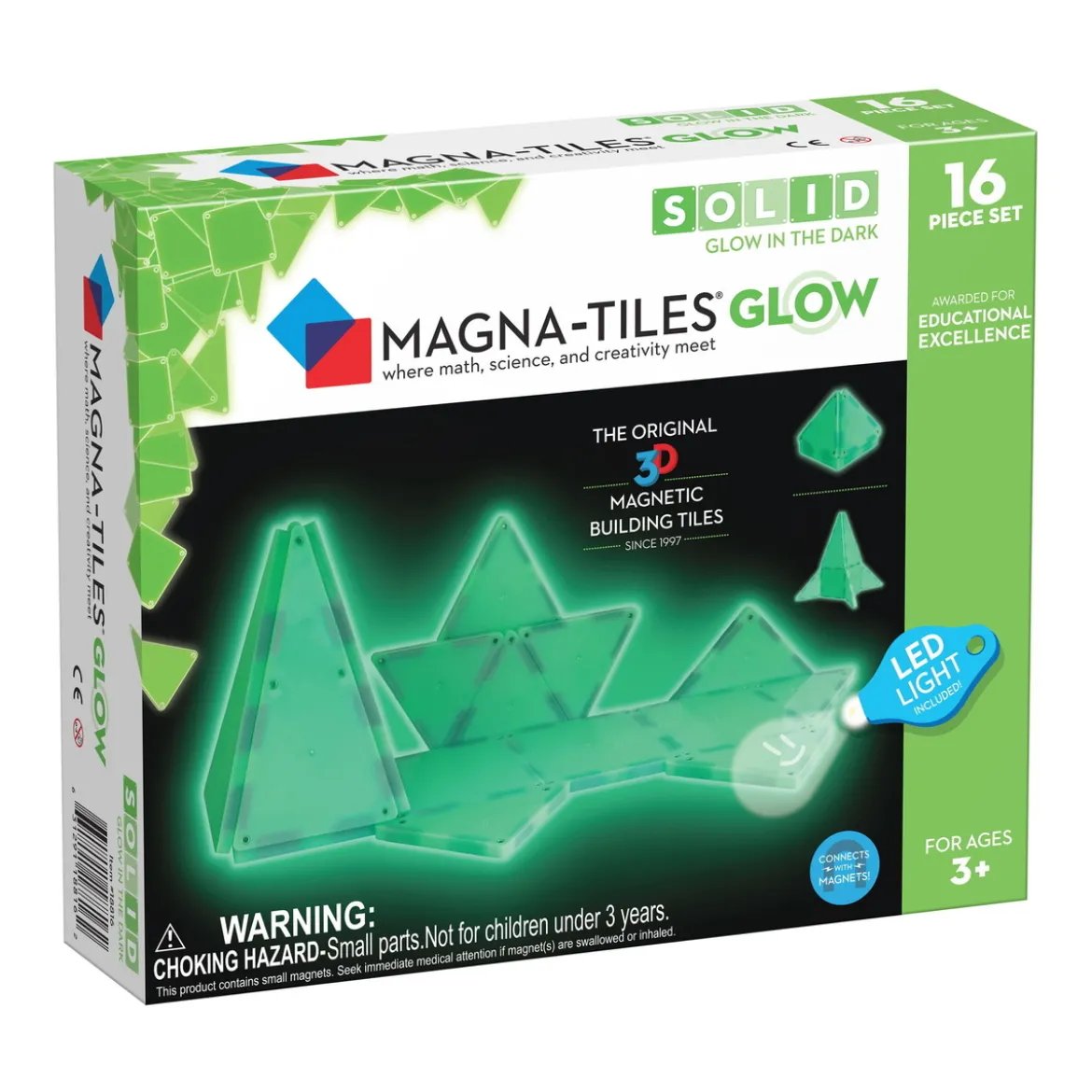 Magna-tiles Glow 16 – selvlysende magnetdeler som får kreasjoner til å lyse!