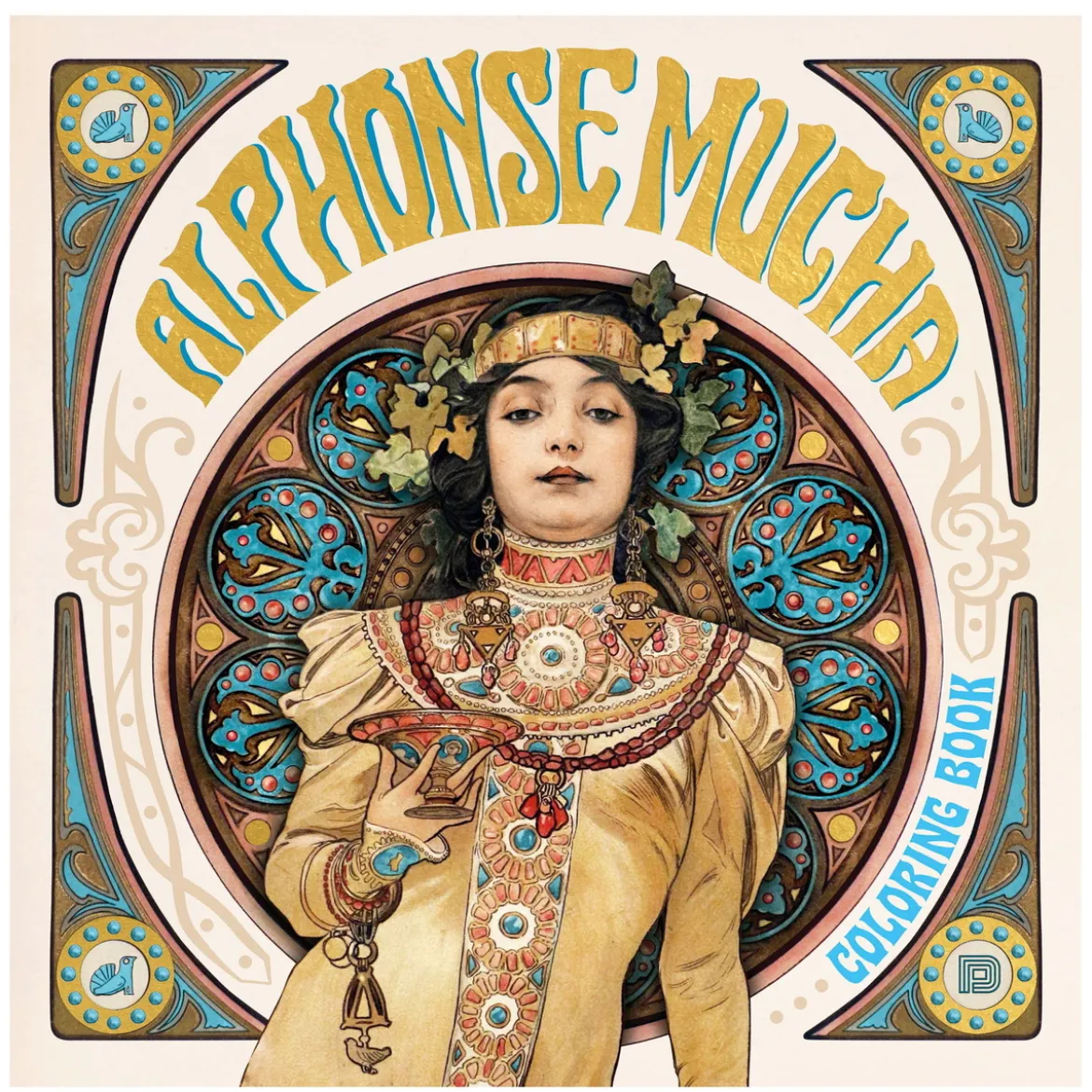 Malebok Alphonse Mucha Coloring Book, 25×25 cm, 40 sider
