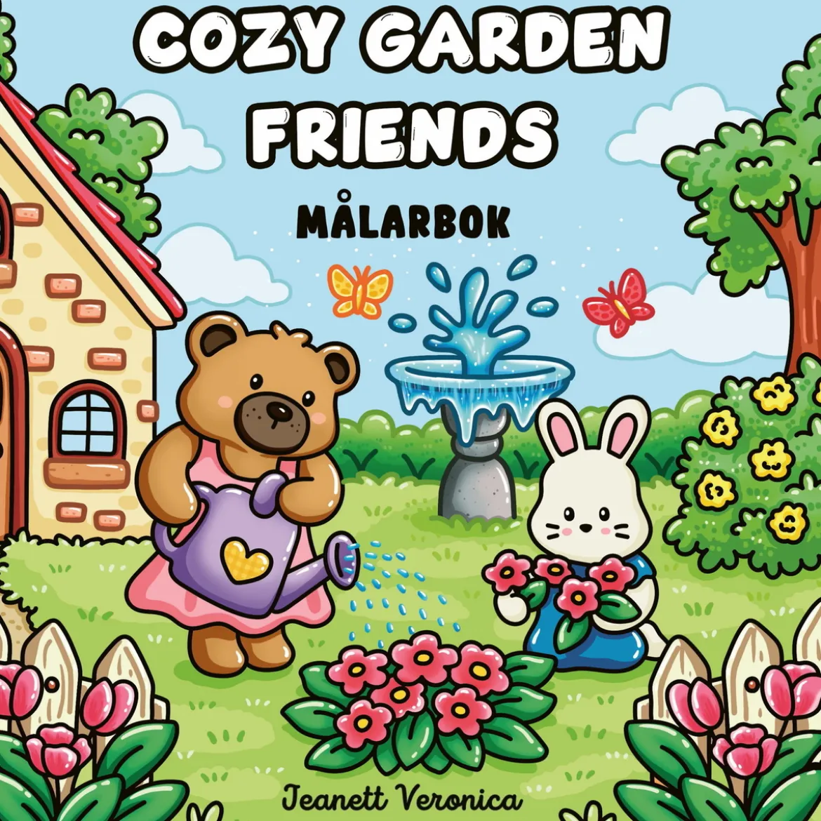 Malebok Cozy Garden Friends, koselig malebok med 40 avslappende motiver, 25×25 cm
