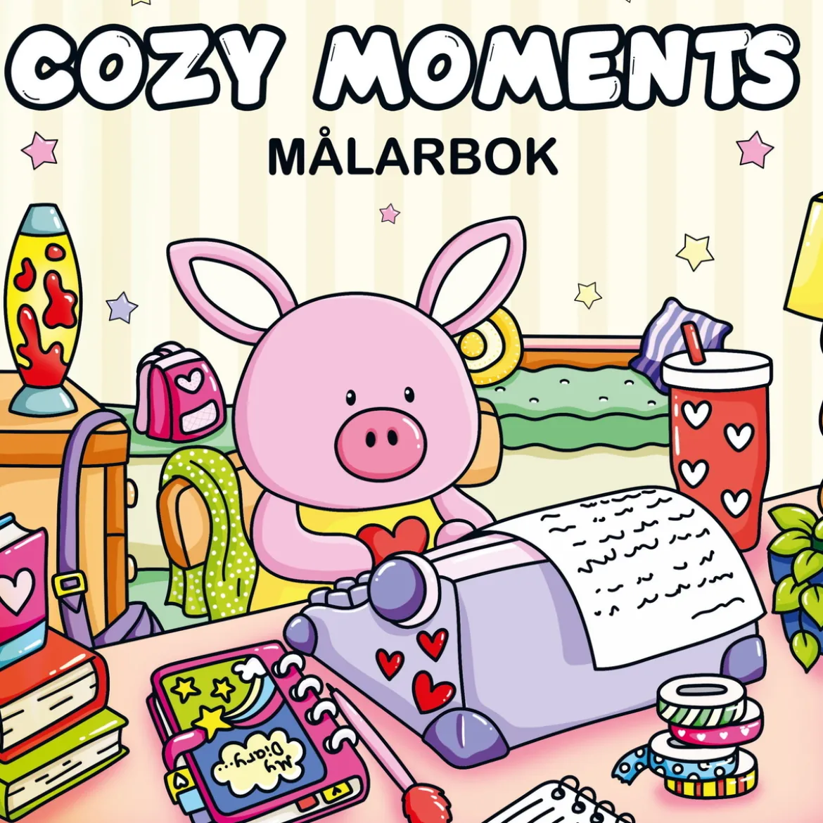 Malebok Cozy Moments, en avslappende og koselig malebok med 40 søte motiver, 25×25 cm