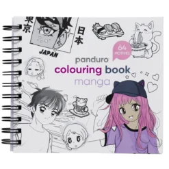 Manga malebok – 15×15 cm, 64 ark med enkeltsidig trykk, 120 g/m²