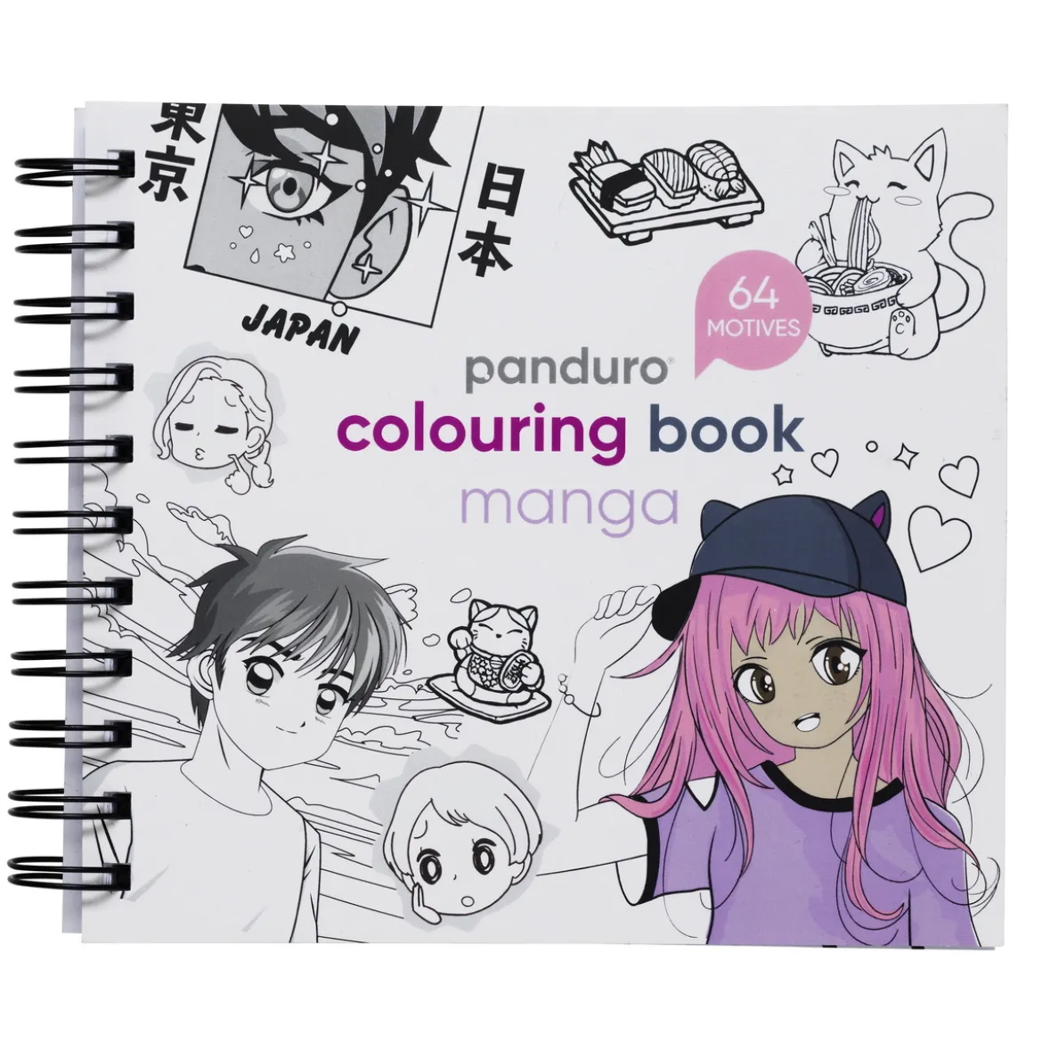 Manga malebok – 15×15 cm, 64 ark med enkeltsidig trykk, 120 g/m²