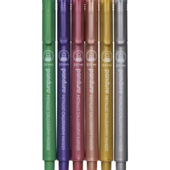 Metallicpenner med kalligrafispisser 0,5–3 mm skrivebredde, 6-pakning