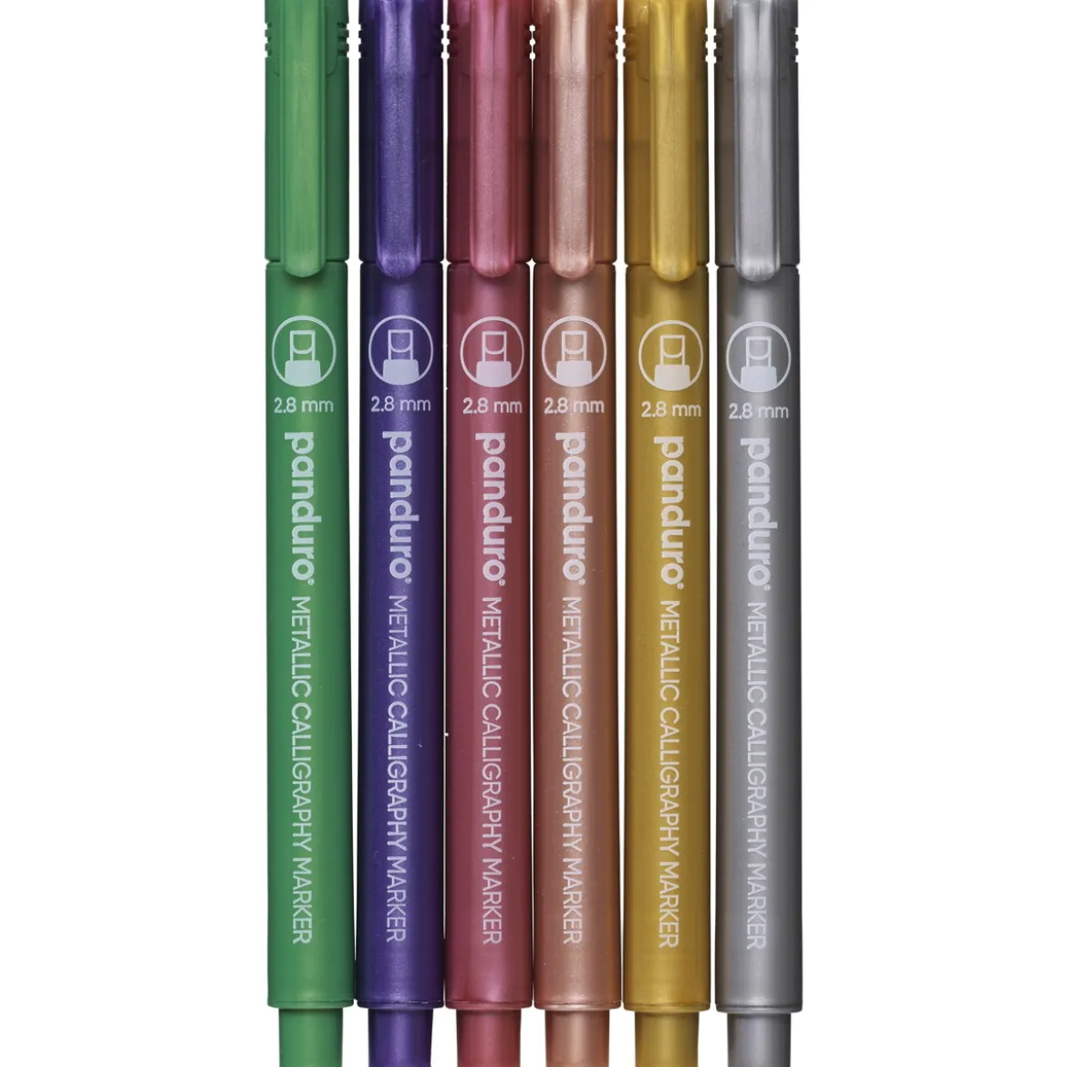 Metallicpenner med kalligrafispisser 0,5–3 mm skrivebredde, 6-pakning