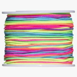 50 meter / Ø1 mm regnbuefarget elastisk og tekstilkledd smykketråd