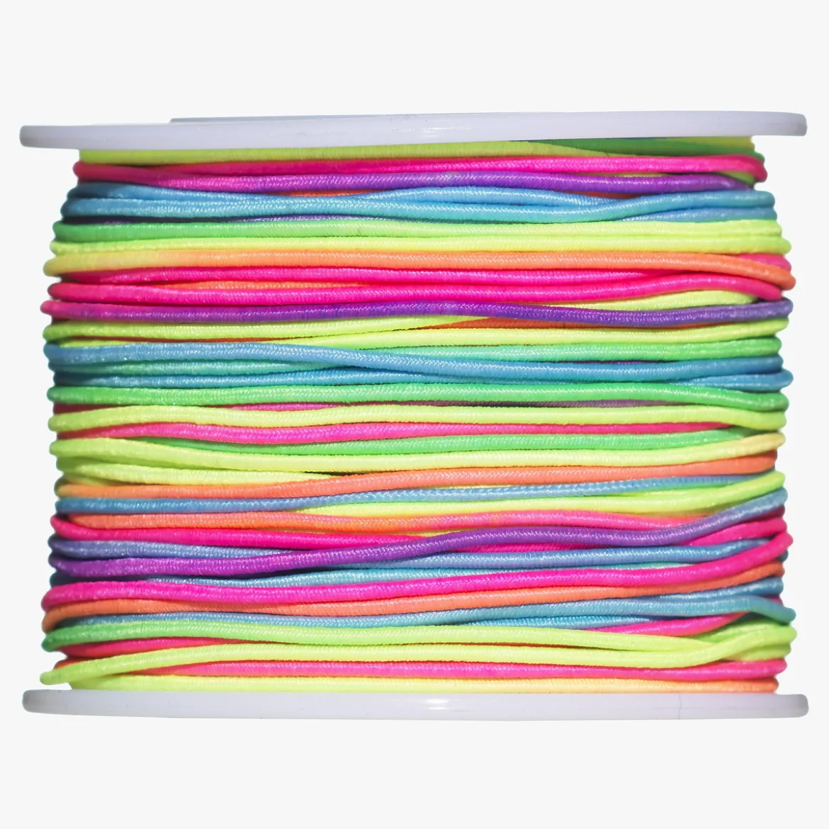 50 meter / Ø1 mm regnbuefarget elastisk og tekstilkledd smykketråd