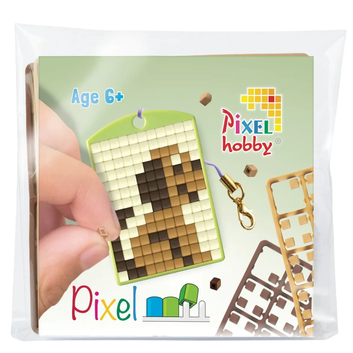 Mini-kit pikselhobby hund – med nøkkelring 30×40 mm og 3×144 piksler