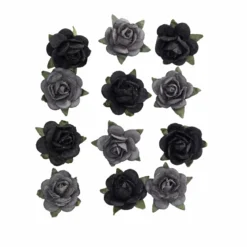 Miniroser papir Black 12 stk