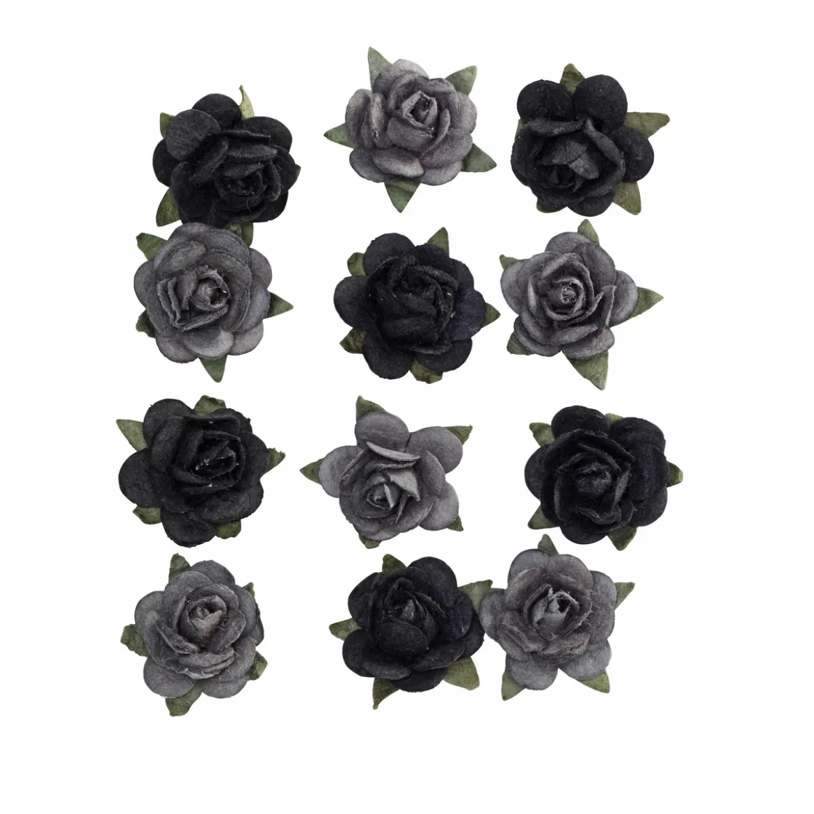 Miniroser papir Black 12 stk