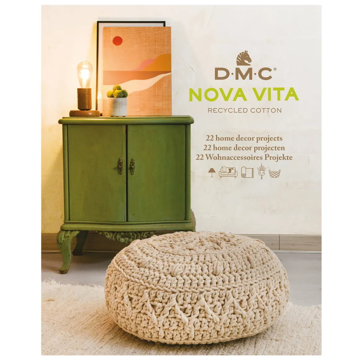 Mønsterbok DMC Nova Vita 12 – 22 prosjekter til hjemmet. Svensk, dansk og finsk tekst.