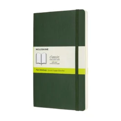 Moleskine Classic Notebook Large (13×21 cm), grønn myk perm – 192 ulinjerte sider